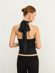 Sütyensiz Fileli Halter Yaka Üst