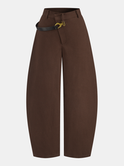 Asimetrik Kemerli Kavisli Paça Pantolon