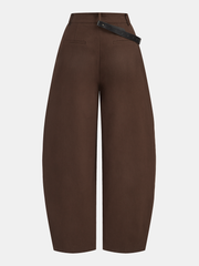 Asimetrik Kemerli Kavisli Paça Pantolon