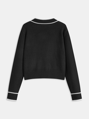 Kontrast Dikişli Düğmeli Hırka