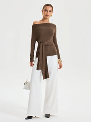 Geniş Yaka Asimetrik Bluz