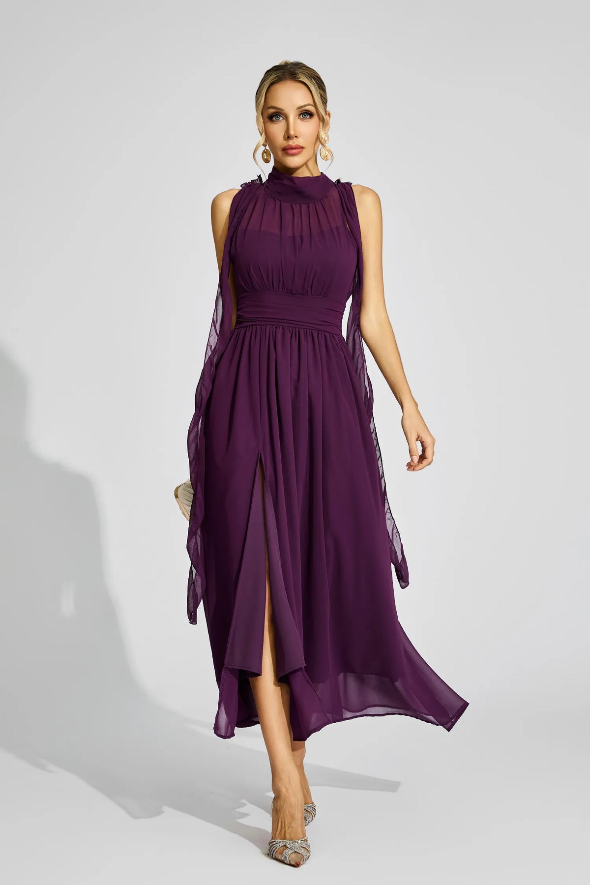 Anouk Mor Halter Yaka Uzun Elbise