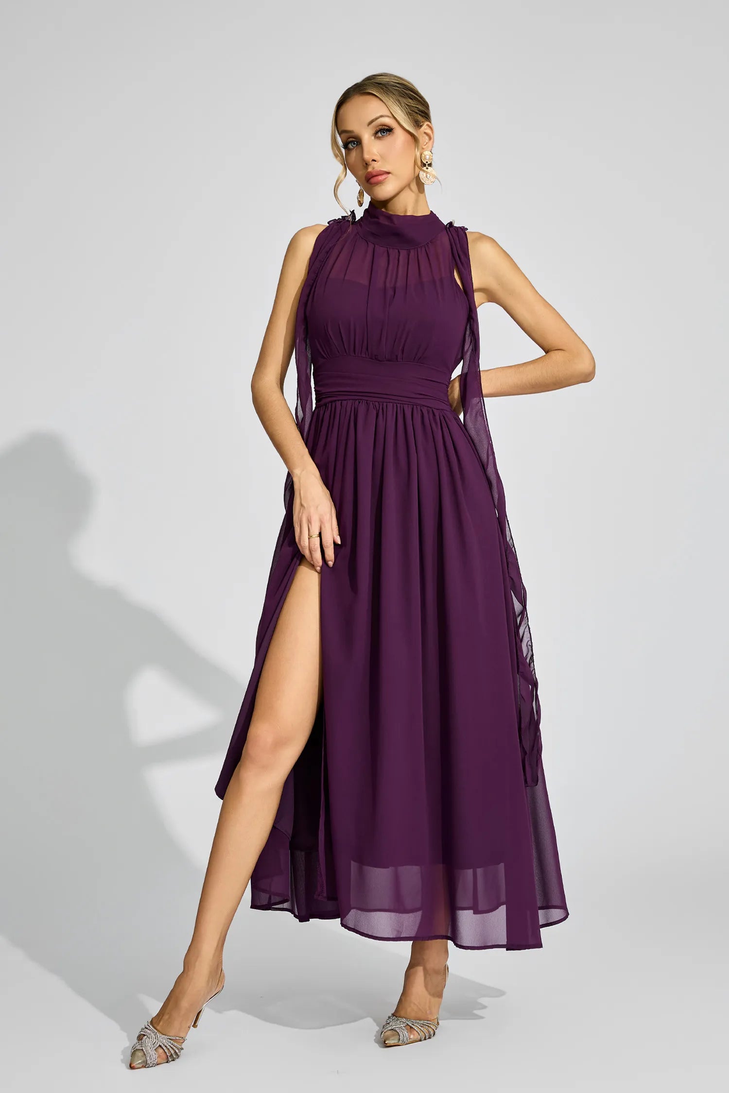 Anouk Mor Halter Yaka Uzun Elbise