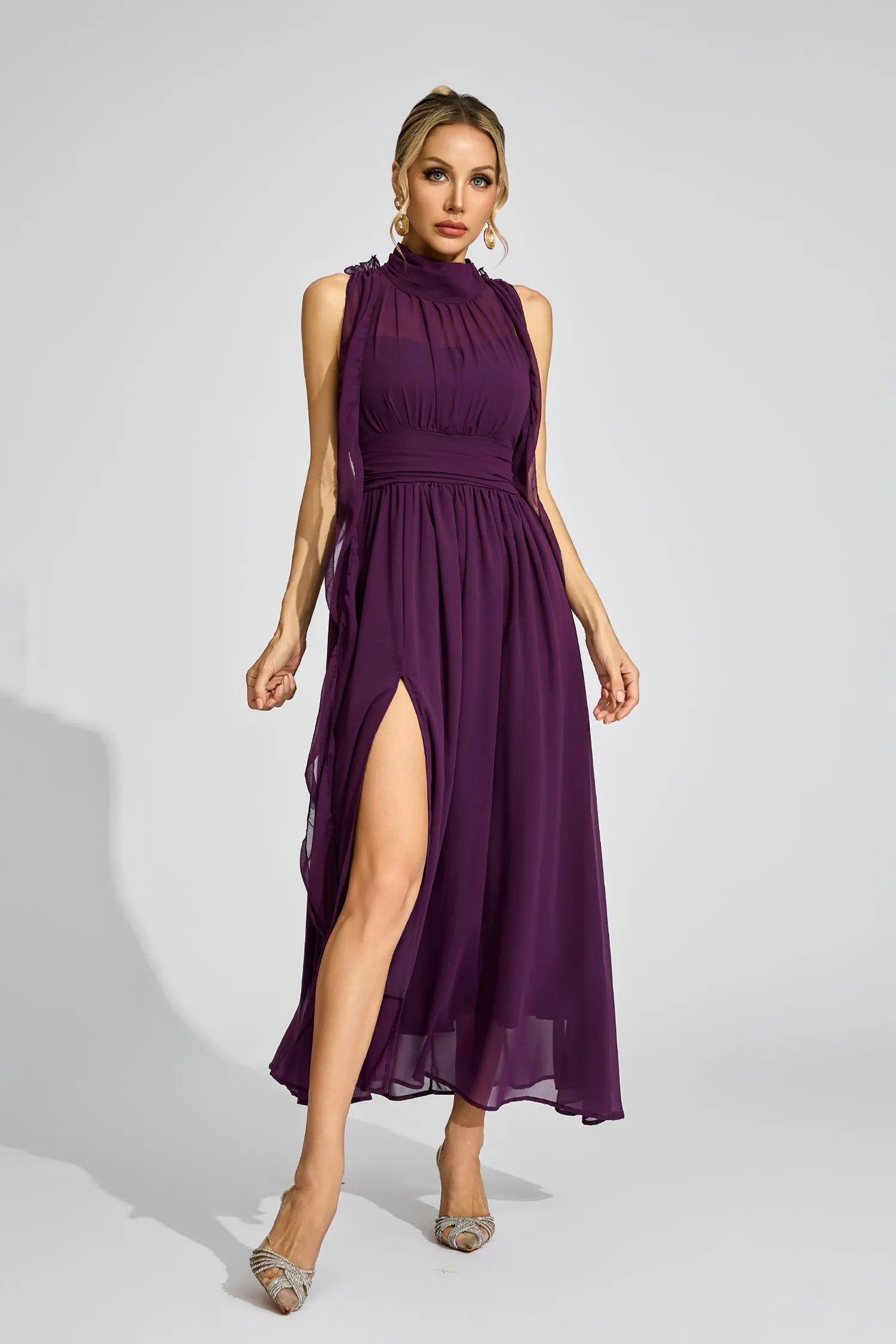 Anouk Mor Halter Yaka Uzun Elbise
