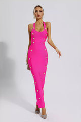 Pembe Bandaj Maxi Elbise