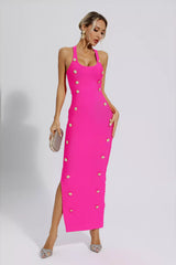 Pembe Bandaj Maxi Elbise