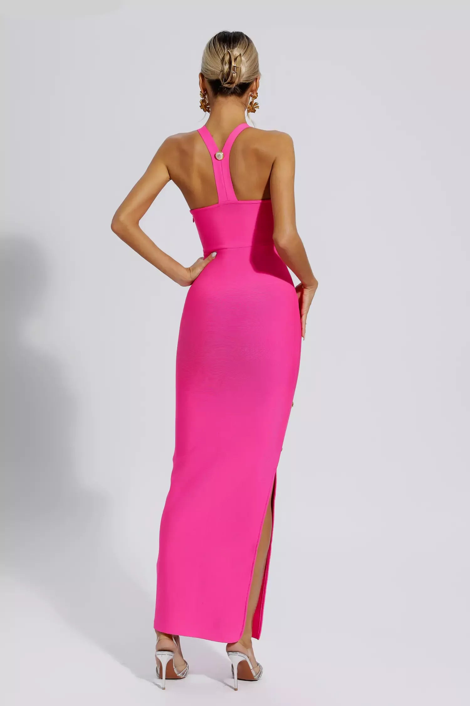 Pembe Bandaj Maxi Elbise