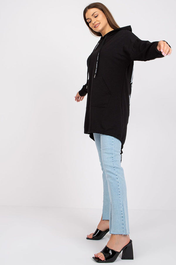 Şık Kapüşonlu Uzun Kesim Sweatshirt